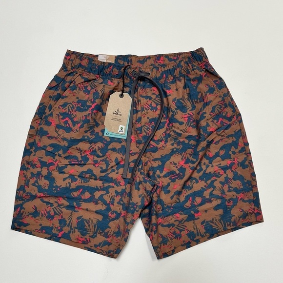 prAna Men's Medium Pull On Metric E-Waist Board 8" Stretch Shorts Fresca Camo - Picture 2 of 10